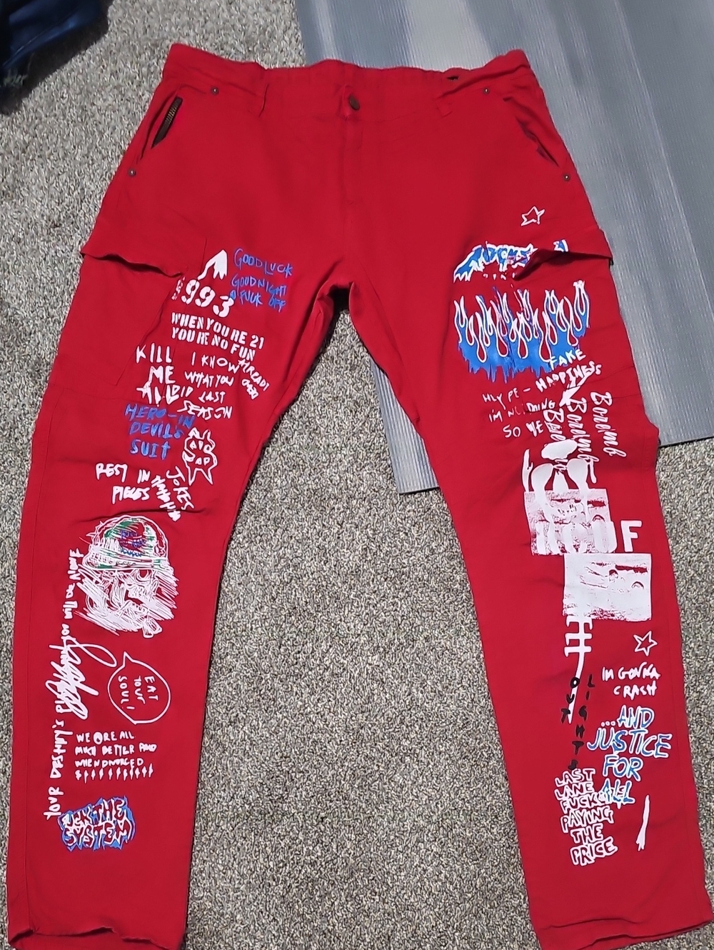 Red Graphic Jogger Pants with All-Over Print